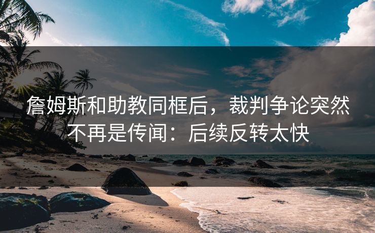 詹姆斯和助教同框后，裁判争论突然不再是传闻：后续反转太快